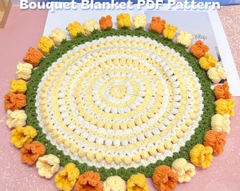 PDFパターンのみ、かぎ針編みのスズランブーケブランケットパターン