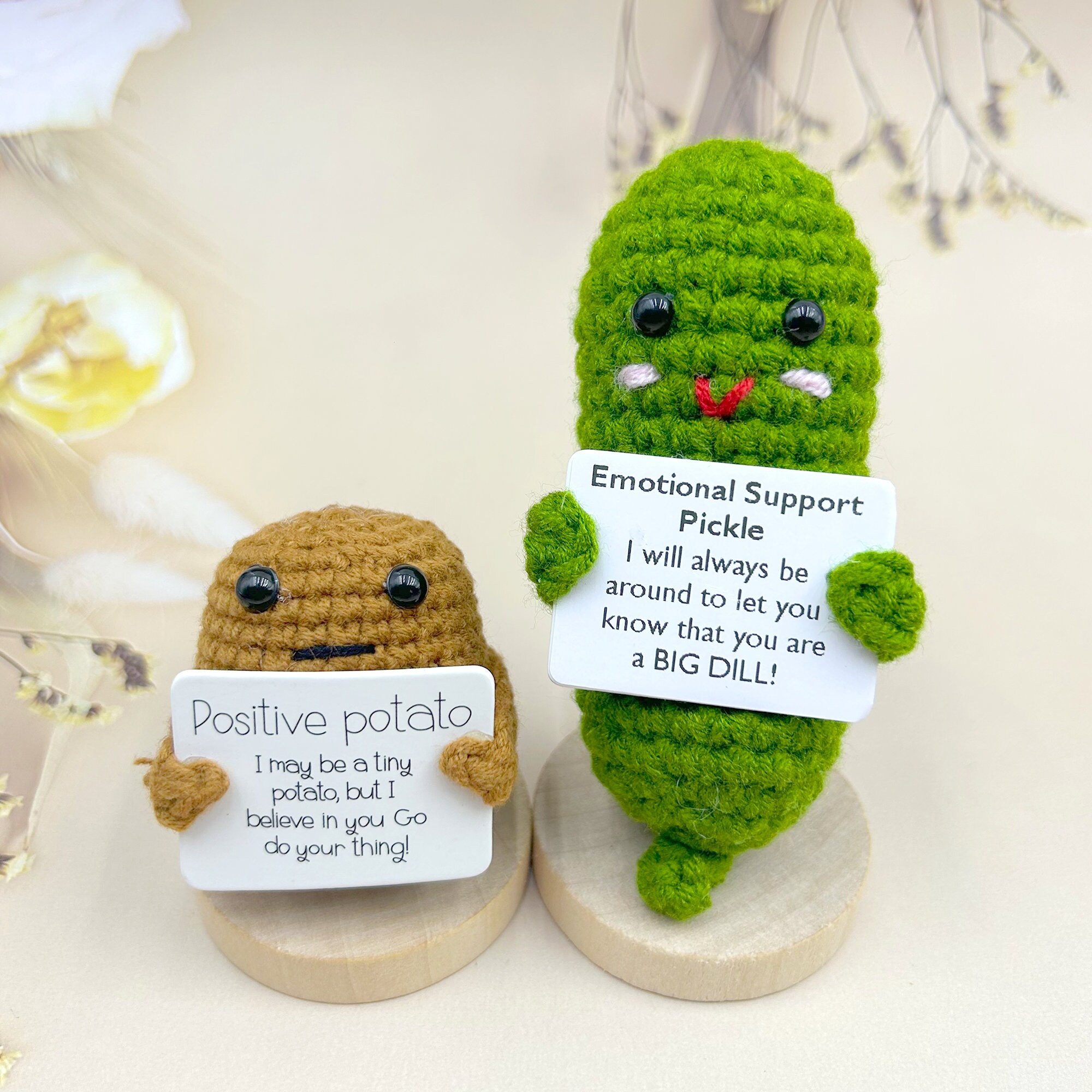 2PCS Emotional Support Picklepositive Potato Caring Gift-valentine's Days  Gift-funny Gifts With Positive Affirmations-crochet Gift 