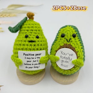 You've Got This Crochet Avocado and Positive Pear-Cute desk accessories-Handmade Thoughtful Gift-Funny Gifts With Positive Affirmations