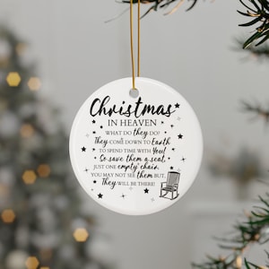 Christmas in Heaven Memorial Ornament, Ceramic Remembrance Keepsake, Personalized Memorial Gift, Sympathy Heaven Ornament