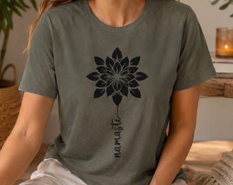 Camiseta Namaste Flor de Lótus para Yoga, Camiseta de Meditação Espiritual, Presente para Mindfulness