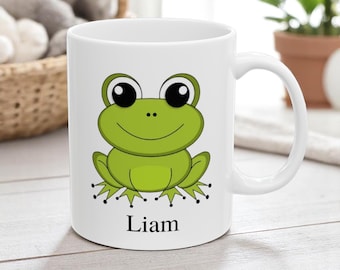 Taza de rana personalizada, taza de café con nombre personalizado, regalo para amantes de las ranas, taza divertida de animales.