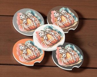 Posavasos de esteatita con forma de calabaza, decoración otoñal, accesorio para coche, regalo de temporada