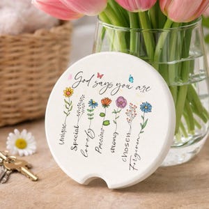 Christian Floral Car Coaster, Faith Cup Holder Coaster, Inspirational Gift