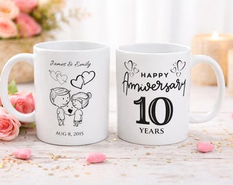 Gepersonaliseerde jubileummok Aangepast cadeau voor koppels Romantisch aandenken