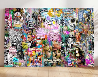 Banksy Graffiti Wandkunst Arte callejero moderno. Kunst Wandgestaltung, Leinwand fertig zum Aufhängen, Acrylglas Kunstdruck Wohnzimmerdekoration