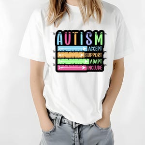 AUTISME Accepteren Ondersteuning Aanpassen Opnemen | Autisme-acceptatie |Neurodivergente acceptatie |Sublimatie klaar digitale kunst PNG-bestand |Directe download