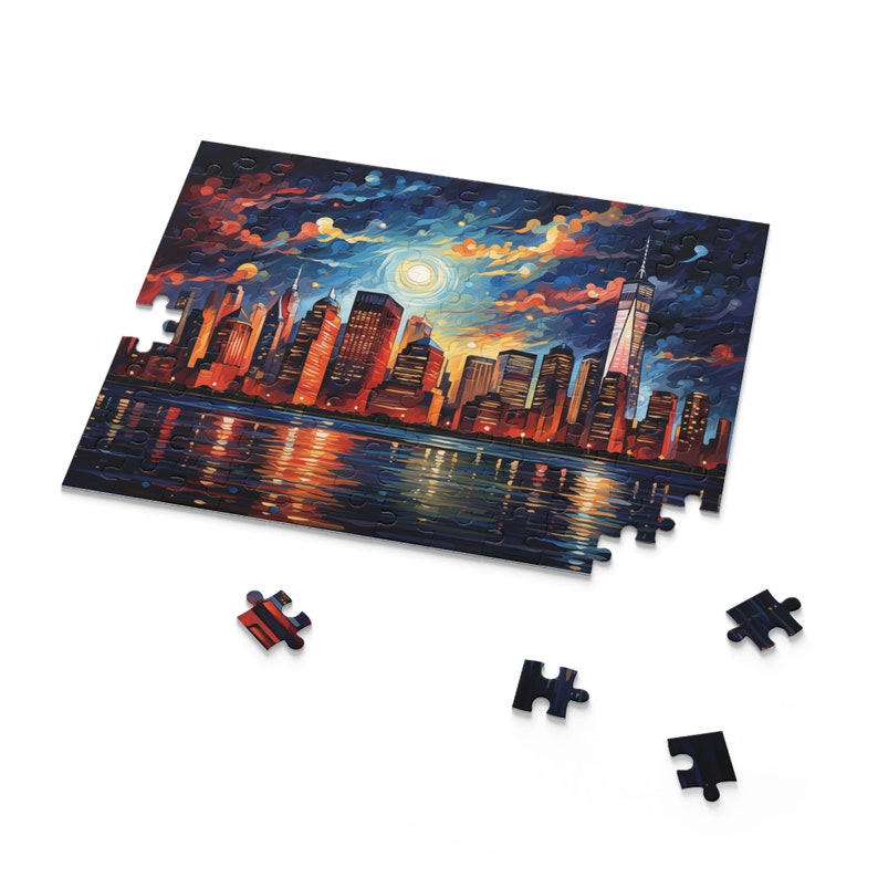 New York City Night Skyline Puzzle 120, 252, 500-piece - Etsy