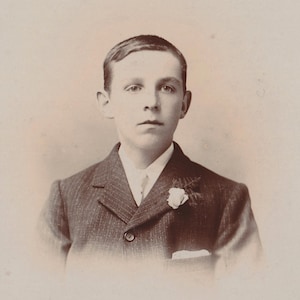 Antique Cabinet Card Real Photograph Young Boy in Suit