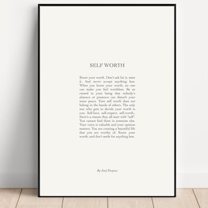 Self Worth Printable |you are enough Gift |mental health gift | encouragement Gift for Her | self love gift for her|recovery gift uplifting