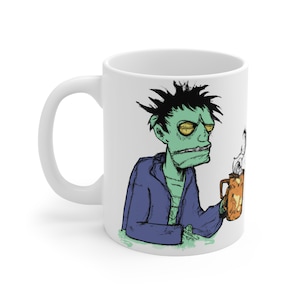 Zombies Coffee Mug, 11oz Ceramic Mug, Alter Ego Mug, Zombie Before Coffee Mug, Halloween Mug, Zombie Gift, Zombie Apocalypse, Funny Zombie