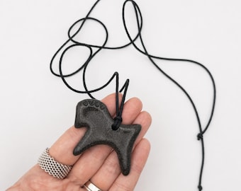 Black Clay Horse Necklace