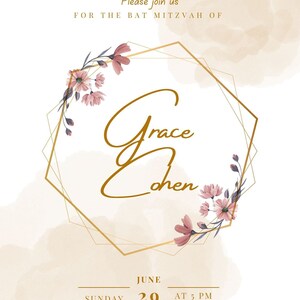 Bat Mitzvah Bar Mitzvah Invitation | Digital Download | Customisable