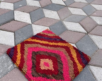 Funda de cojín de lana vintage hecha a mano con alfombra turca (4,3 x 4,8 m)