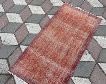 ヴィンテージレッドアナトリアンラグ、小型トルコウールカーペット