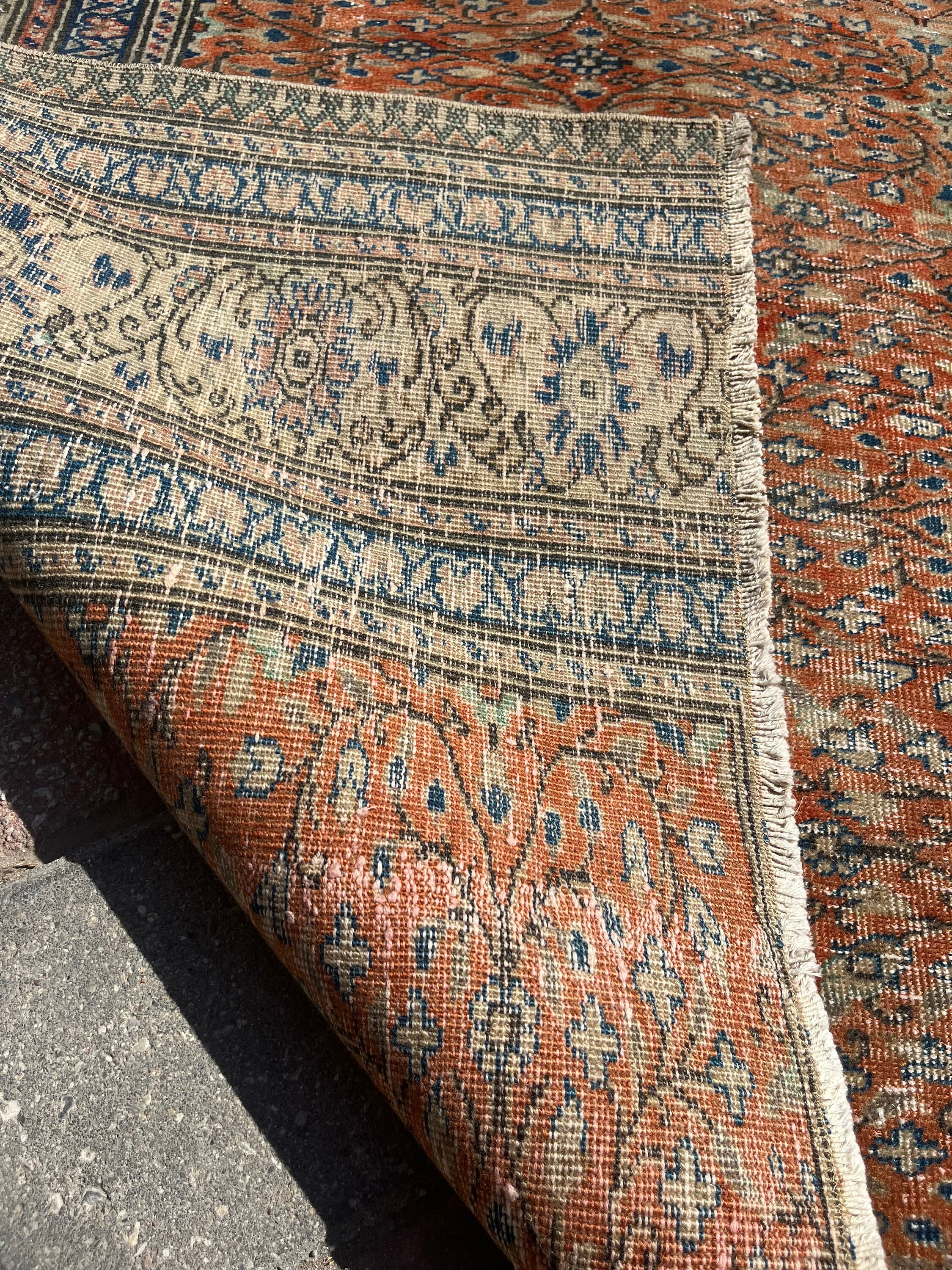 手織りトルコ製ウシャックランナーラグ：ヴィンテージオリエンタル