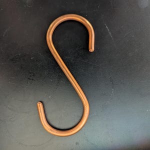 Handmade Solid Copper S-Hook (4", 4 Gauge) - USA Made, Heavy Duty