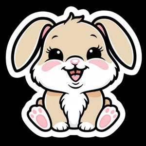 Cute Kawaii Rabbit Sticker – Adorable Animal Decal for Laptops, Notebooks, Water Bottle, Scrapbooking, Journals & More
