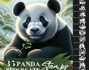 Jungle Panda Procreate stamps, Beautiful Panda for Procreate app on Ipad, Procreate brushes