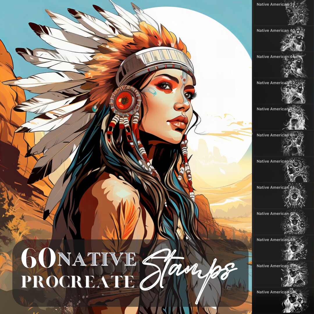 Native File Stamp Native American Procreate Stamps, Beautiful Indians for Procreate App ...