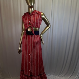 Vintage 70’s 2-Piece Crop Top + Maxi Skirt Set