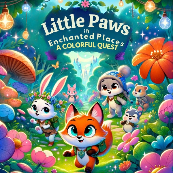 Little Paws in Enchanted Places: A Colorful Quest Animal Coloring Booking, Art Pages, Square Coloring Book For Children and Kids Paperback