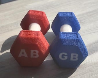 Personalized Dumbbell baby rattle