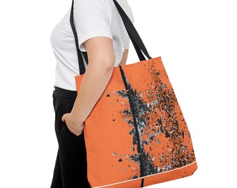 Broken Glass Tote Bag, Orange Tote Bag, Beach Tote, Book Tote, Beach Tote Bag, Market Bag, Market Tote Bag