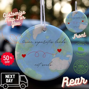 Ornement relation longue distance - Ornement carte d'amour personnalisé - Cadeaux interurbains - Cadeaux pour petite amie - Cadeaux pour petit ami