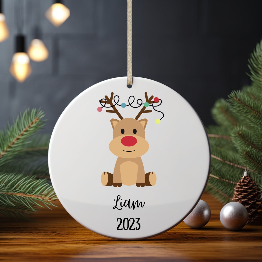Personalized Kids Christmas Ornament Unique Reindeer Etsy