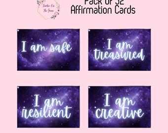 Galaxy Themed Affirmation Cards | 52 set | Instant Download