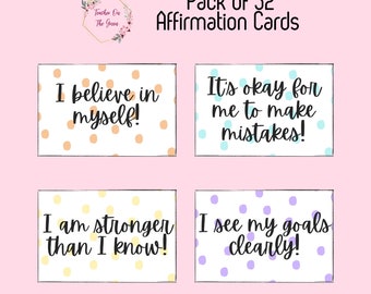 Spotty Themed Affirmation Cards | 52 set | Instant Download