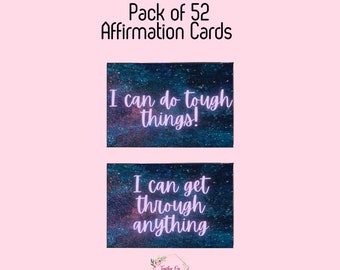 Dark Blue Sparkle Themed Affirmation Cards | 52 set | Instant Download