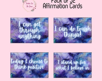 Swirl Themed Affirmation Cards | 52 set | Instant Download