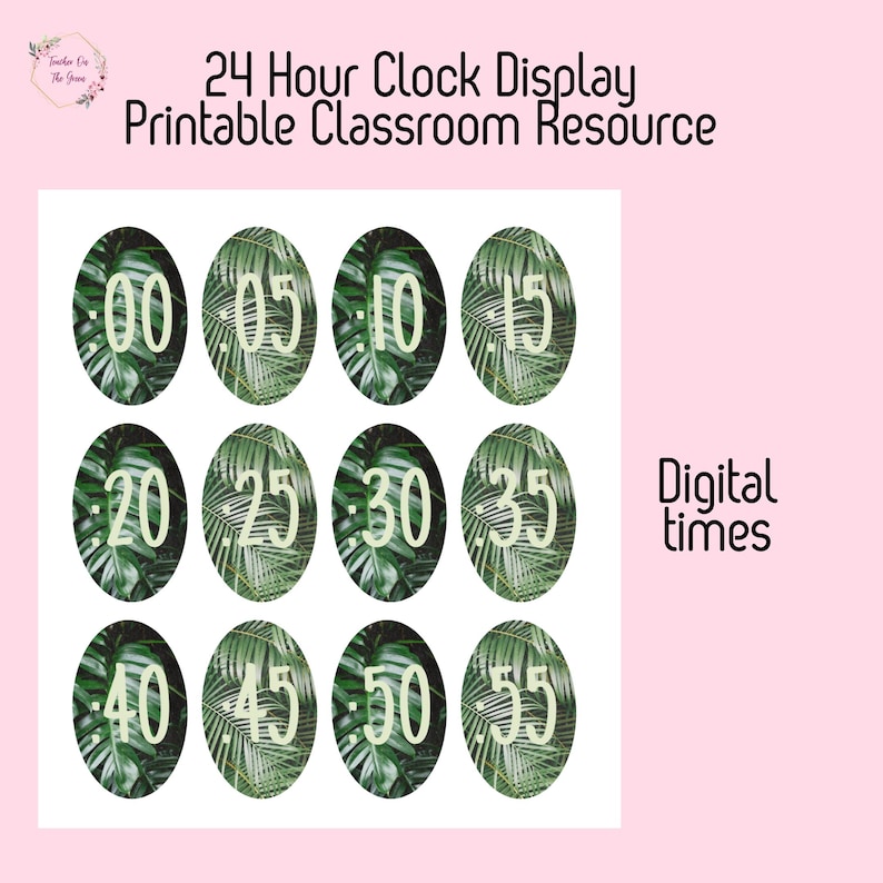 Printable Clock Display | Botanical Theme - Etsy