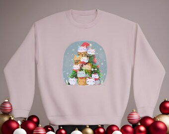 Weihnachtliches Katzendesign auf Unisex Sweatshirt, Classic lustiges Geschenk