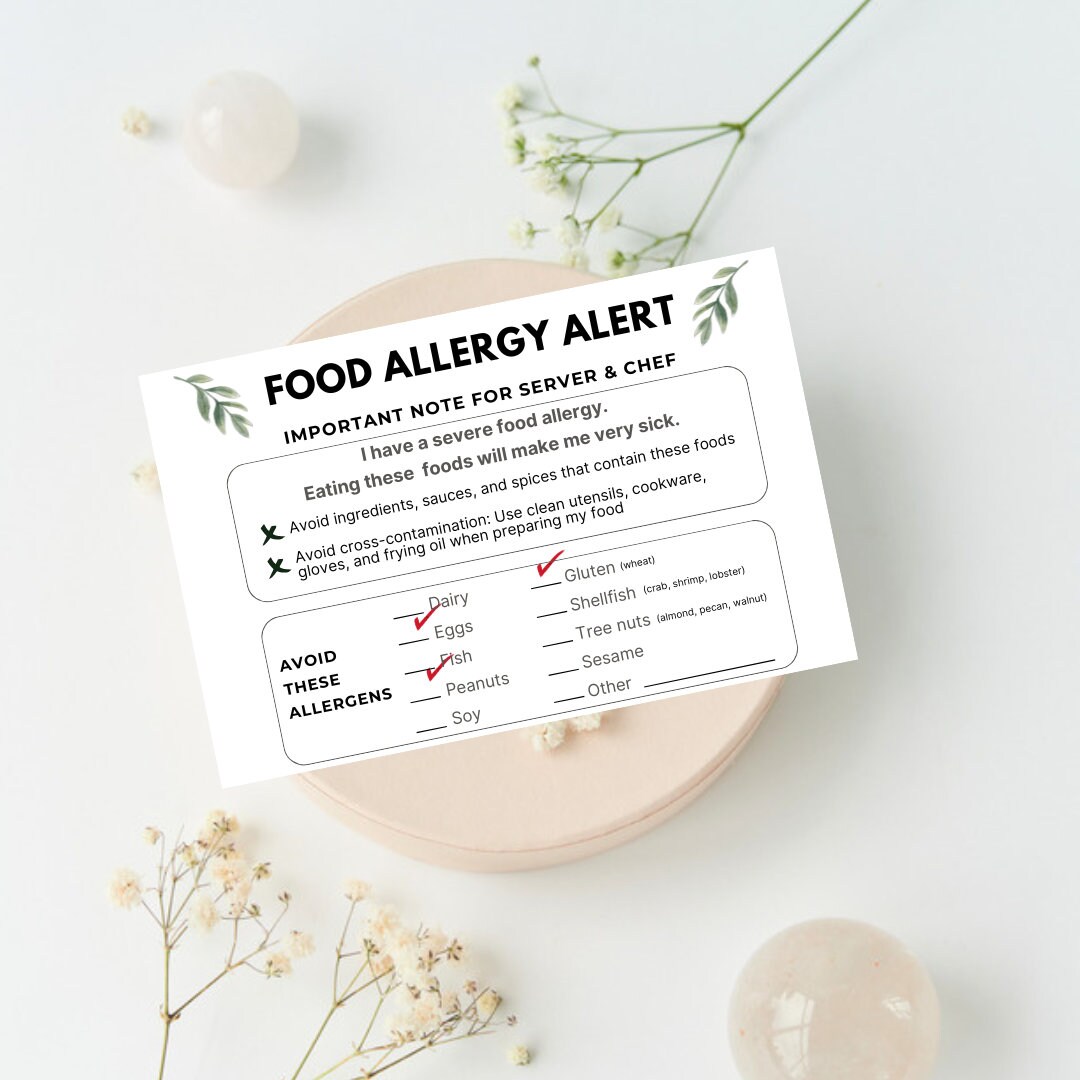 Printable Spanish Food Allergy Card • Customizable Restaurant Allergy ...