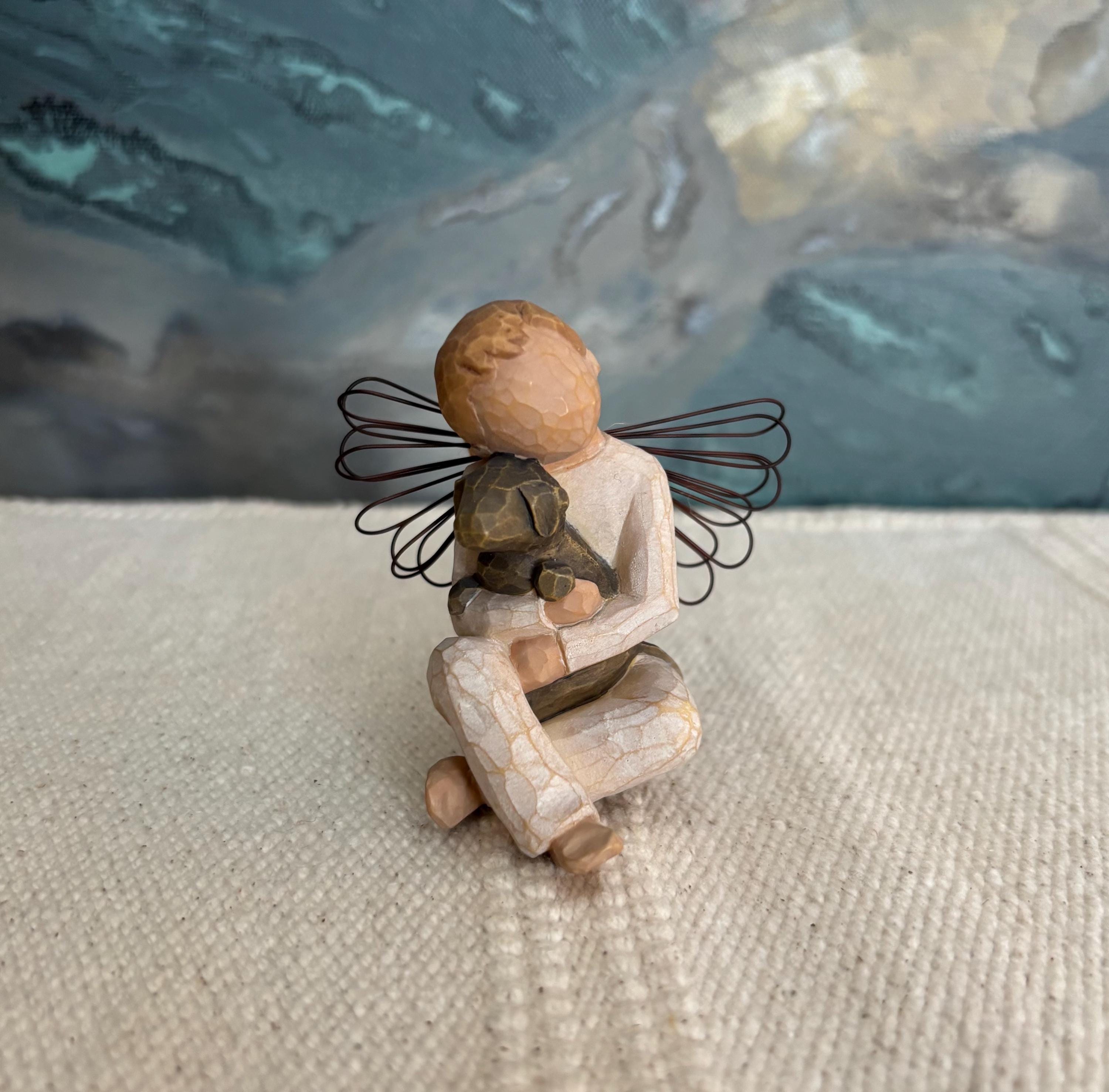 Willow Tree *Angel of Comfort* Figurine Boy with Dog Hanging Ornament Hand  Painted Angel Wing Susan Lordi Statue Demdaco Christmas Puppy New