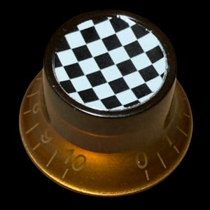 Custom Strums™ Checkerboard Top Hat-Style Guitar Knob (Single)