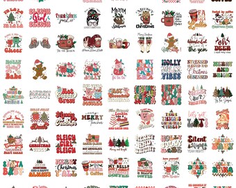 Retro Christmas Bundle Designs Perfect for Print on Demand, Christmas SVG, Christmas PNG, Christmas Design, Christmas Bundle Design