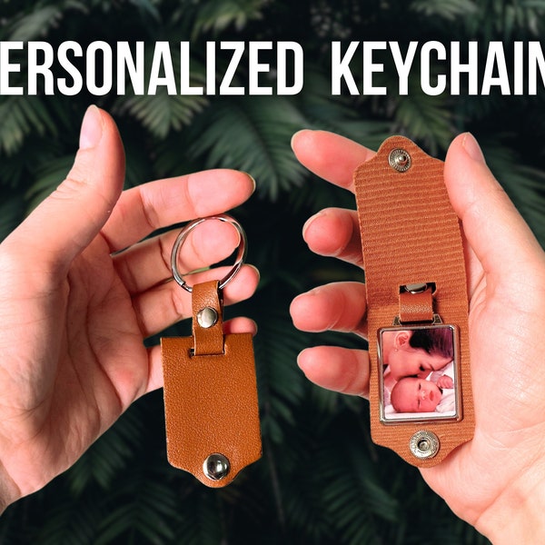 Custom Keychain, Faux Leather Keychain For Men, Key Fob, Personalized Keychain, Photo Keychain, Custom Key Chain, Schlüsselanhänger