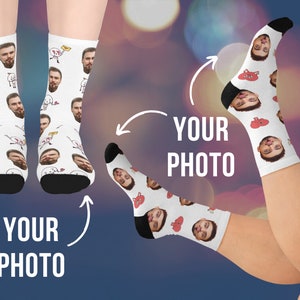 Calcetines de cara personalizados Calcetines personalizados para hombres Calcetines personalizados para mascotas Regalo de San Valentín Regalo del Día de San Valentín Calcetines divertidos Calcetines de deshierbe Calcetines personalizables imagen 4