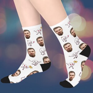 Benutzerdefinierte Gesichtssocken Benutzerdefinierte Socken für Männer Benutzerdefinierte Haustier-Socken Valentinstag Geschenk Valentinstag Geschenk Lustige Socken Unkrautsocken Kundengerechte Socken Bild 3