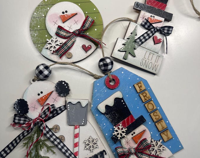 Frosty Fun Snowmen hand-painted Christmas Ornaments