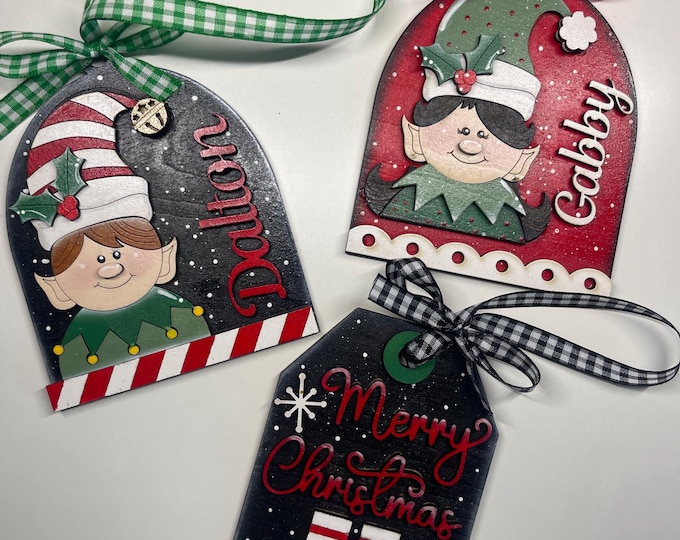 Jolly Little Elves personalized hand-painted Christmas ornaments