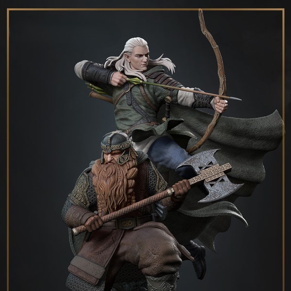 Lord of The Rings Legolas and Gimli STL File- LOTR,STL File,3DPrinting, Sculpting, ComicHeroes, DigitalDownloads, CosplayDesign, DIYProjects