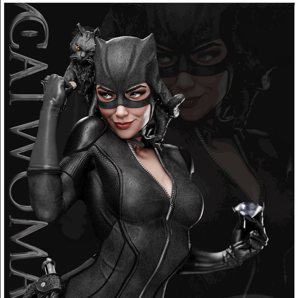 Die Catwomen STL Datei - Catwomen/Superhelden 3D Stl / 3D Modell Film und Spiel/ 3D Modelle / 3D Stl Datei/ Anime/ Anime 3D Stl /Marvel