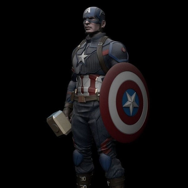 Captain America 3D Printing File- 3D STL, ready for 3D Printing, 3D Digital, Instant Download Drive Link, Marvel STL, Marvel STL Figure