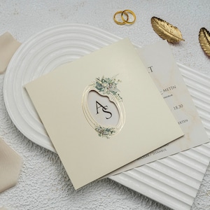 Weiße Themen-Hochzeitseinladungskarte, Einzigartige Einladung, Hochzeitsankündigungs-Karten, Papiereinladungskarte mit Blattmuster, Hochzeit einladen