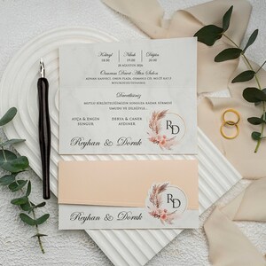 Hochzeitseinladung mit Klappumschlag, Einzigartige Einladung, Moderne Hochzeitsankündigung, Hochwertiges Papier Einladungskarten
